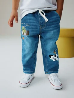 Next Dark Blue Character Farm Loose Pull On Jeans (3mths-7yrs)