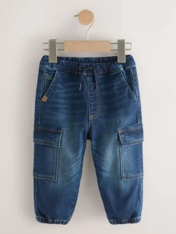 Sale Next Comfort Stretch Wide Cargo Jeans (3mths-7yrs) Dark Blue