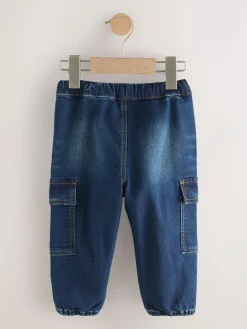 Sale Next Comfort Stretch Wide Cargo Jeans (3mths-7yrs) Dark Blue