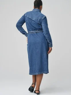 Best Next Fuller Bust Denim Midi Shirt Dress Dark Blue