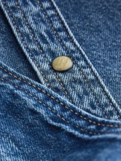 Best Next Fuller Bust Denim Midi Shirt Dress Dark Blue