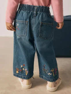 Best Next Dark Blue Mouse Embroidered Jeans (3mths-7yrs)
