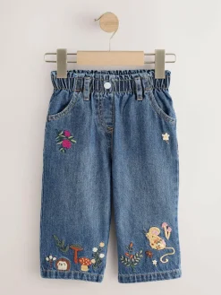 Best Next Dark Blue Mouse Embroidered Jeans (3mths-7yrs)