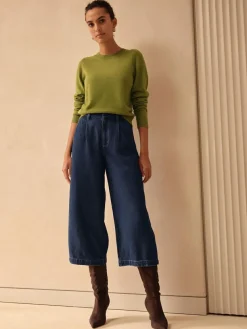 Clearance Next N.Premium High Rise Culotte Jeans Dark Blue