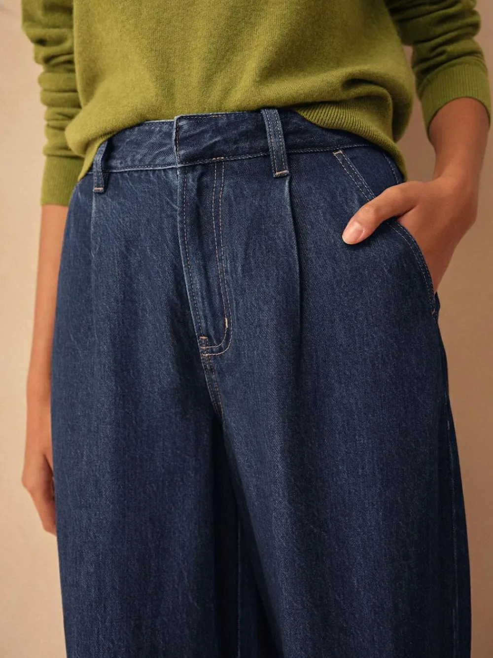 Clearance Next N.Premium High Rise Culotte Jeans Dark Blue