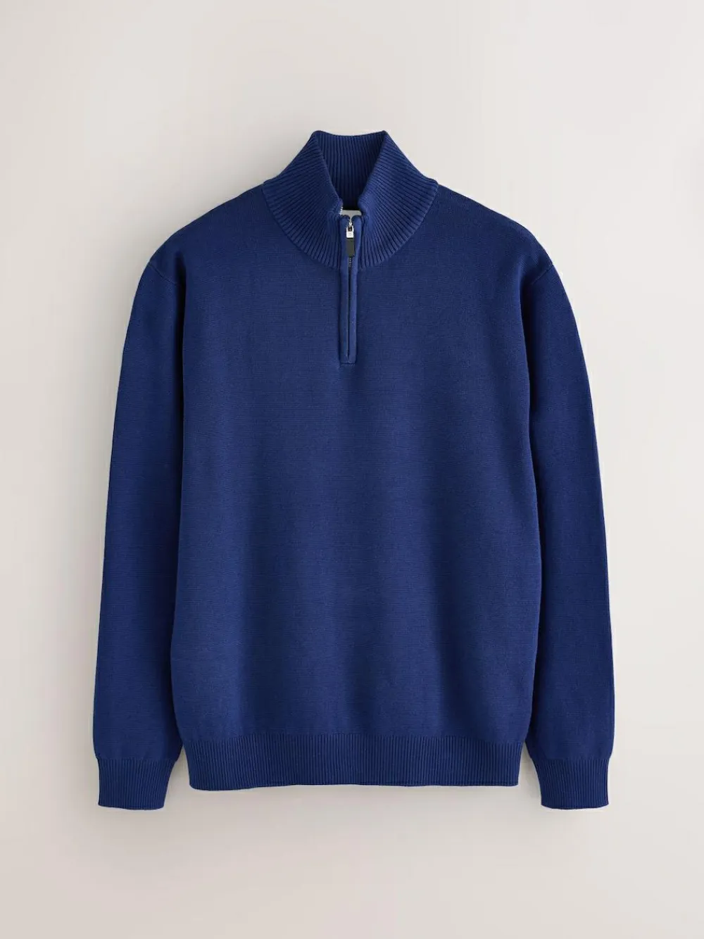 Next Dark Blue Plain N.Premium Regular Fit 100% Cotton Premium Quarter Zip Jumper^ Knitwear|Knitwear