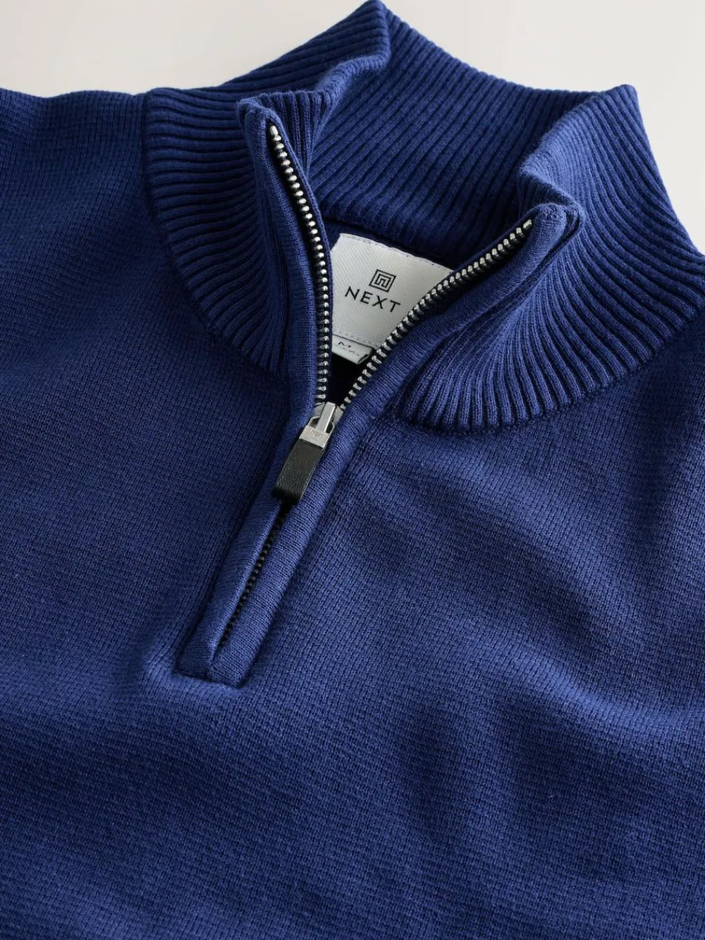 Next Dark Blue Plain N.Premium Regular Fit 100% Cotton Premium Quarter Zip Jumper^ Knitwear|Knitwear
