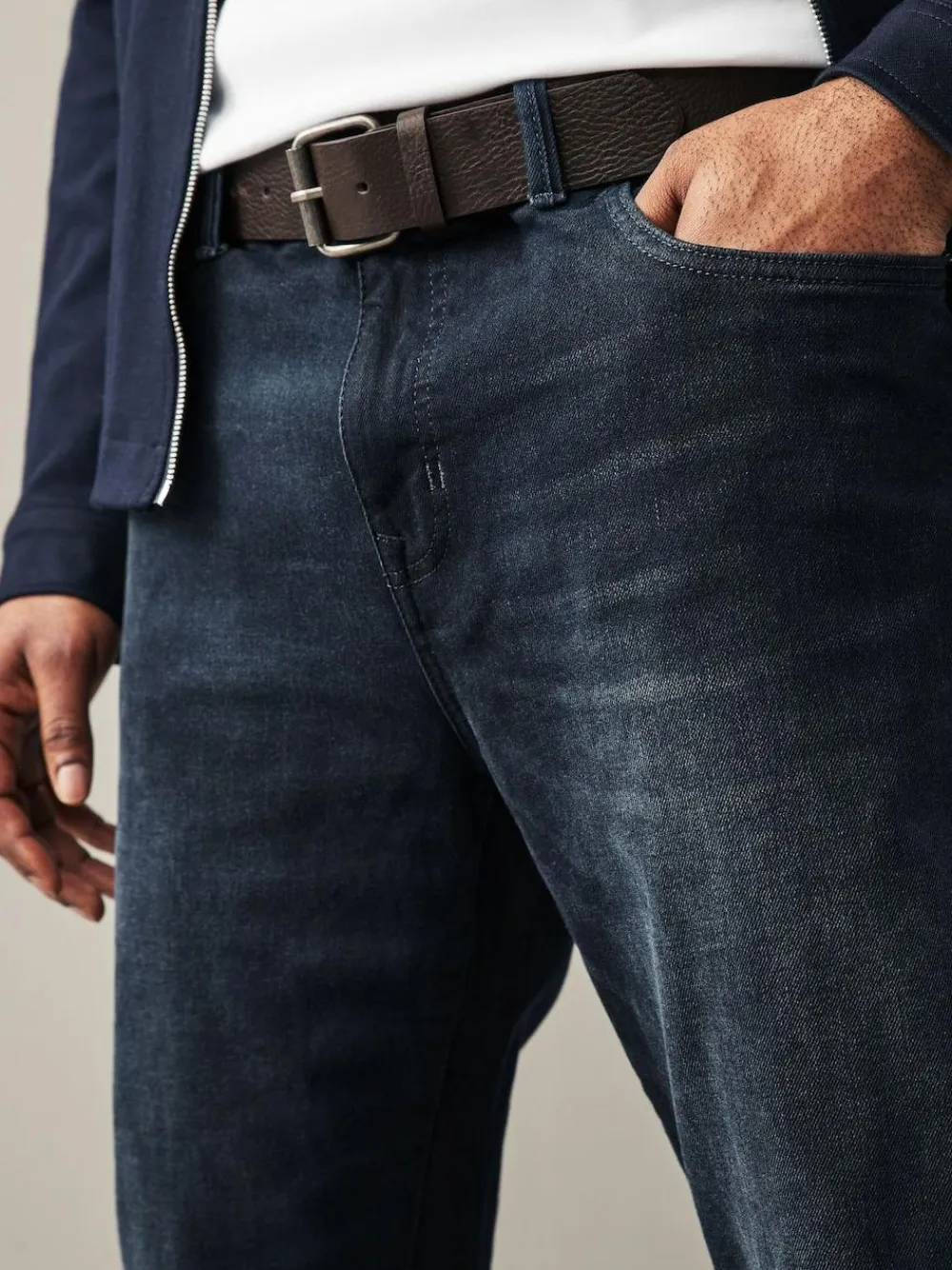 Next Straight Fit Belted Authentic Jeans^ Jeans|Jeans