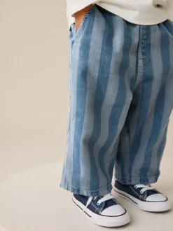 Best Next Dark Blue Stripe Printed Pull On Wide Trousers (3mths-7yrs)