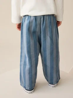 Best Next Dark Blue Stripe Printed Pull On Wide Trousers (3mths-7yrs)