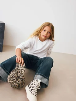 Next Dark Blue Turn Up Wide Leg Jeans (3-16yrs)^ Jeans