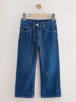 Next Dark Blue Wide Floral Print Embellished Jeans (3-16yrs)^ Jeans
