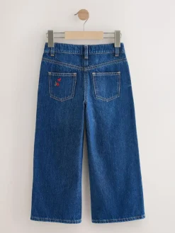 Next Dark Blue Wide Floral Print Embellished Jeans (3-16yrs)^ Jeans