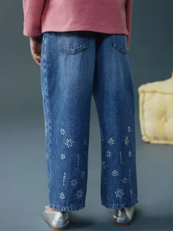 Next Dark Blue Wide Heatseal Embellished Jeans (3-16yrs)^ Jeans