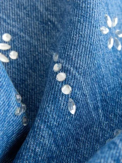 Next Dark Blue Wide Heatseal Embellished Jeans (3-16yrs)^ Jeans