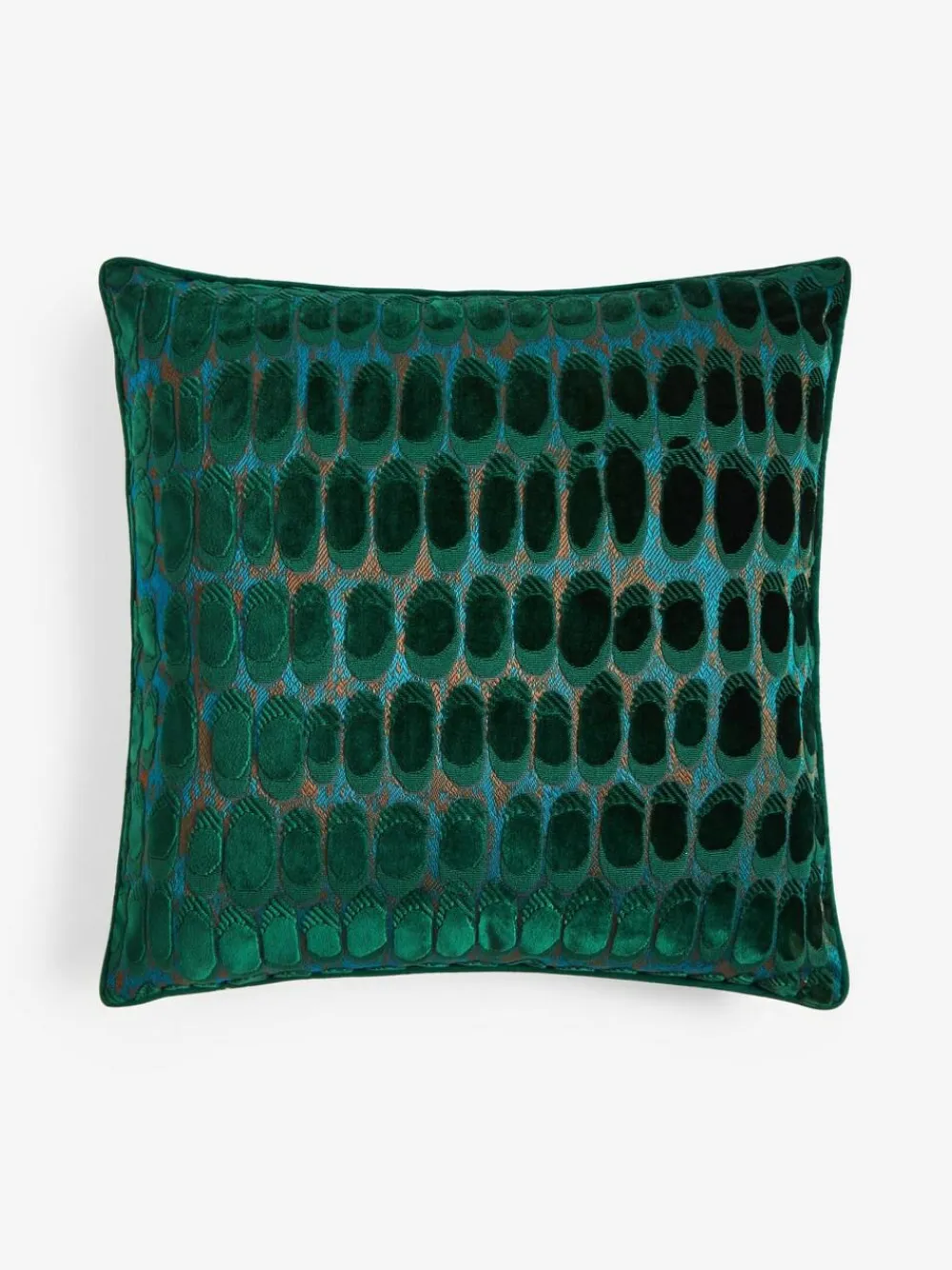 New Next 50 x 50cm Rebel Spot Velvet Cushion Dark Green