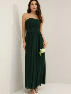 Next Dark Green Mesh Multiway Wedding Guest Bridesmaid Maxi Dress^Women Occasion Dresses|Maxi Dresses