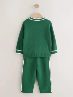 Clearance Next Knitted Crew Neck Jumper and Joggers Set (3mths-7yrs) Dark Green NYC