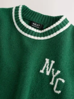 Clearance Next Knitted Crew Neck Jumper and Joggers Set (3mths-7yrs) Dark Green NYC