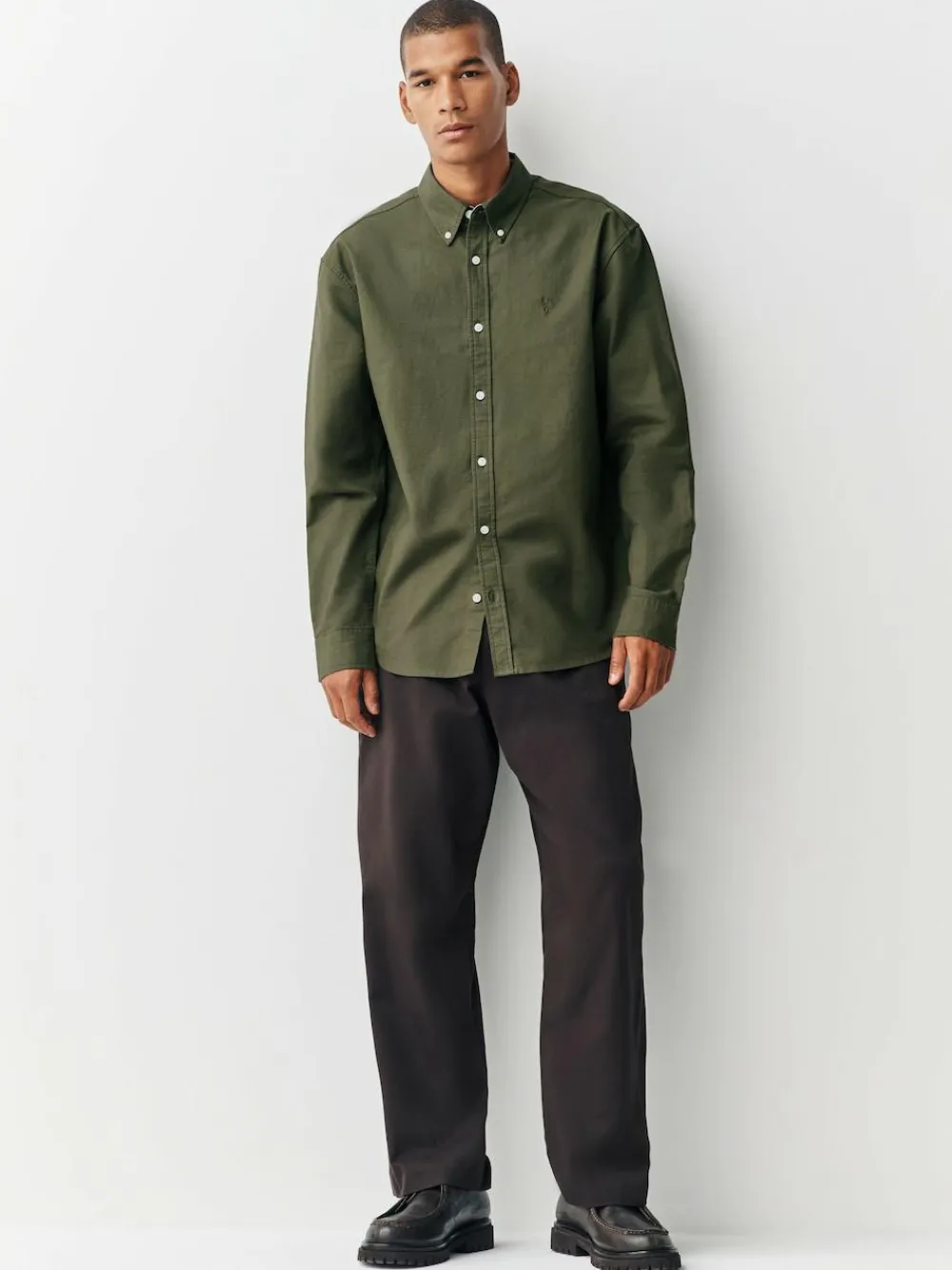 Best Next Dark Green Regular Fit Long Sleeve Oxford Shirt