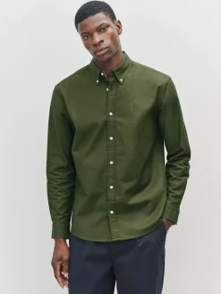 Next Dark Green Slim Fit Long Sleeve Oxford Shirt^ Shirts|Occasionwear