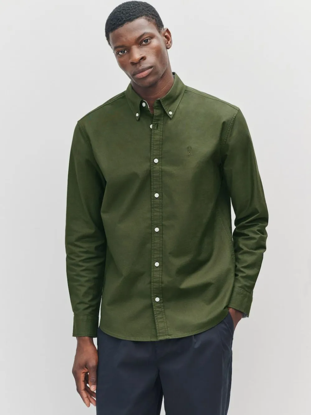 Next Dark Green Slim Fit Long Sleeve Oxford Shirt^ Shirts|Occasionwear