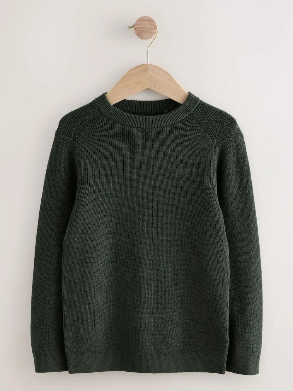 Next Dark Green Without Stag Cotton Crew Neck Knitted Jumper (3-16yrs)^BOY Knitwear & Sweaters|Knitwear