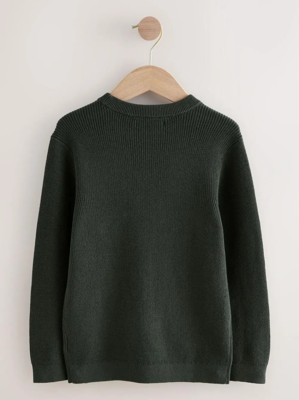 Next Dark Green Without Stag Cotton Crew Neck Knitted Jumper (3-16yrs)^BOY Knitwear & Sweaters|Knitwear