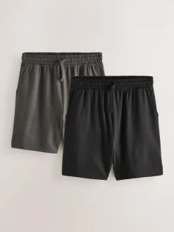 Hot Next Loopback Soft Touch 2 Pack Jogger Shorts Dark Grey/Black