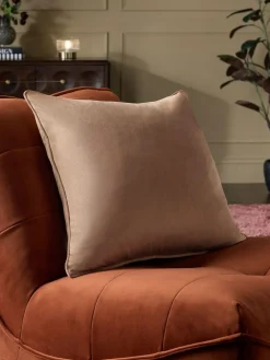 Next Dark Natural 59 x 59cm Matte Velvet Cushion^ Cushions & Throws