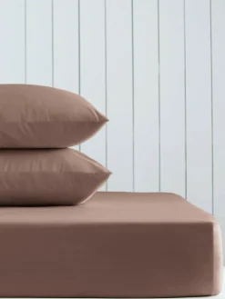 New Next Dark Natural Cotton Rich Fitted Bed Sheet