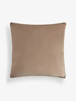 Next Dark Natural Matte Velvet Contrast Pipe 50 x 50cm Cushion^ Cushions & Throws