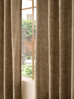 Sale Next Textured Bobble Eyelet Lined Curtains Dark Natural
