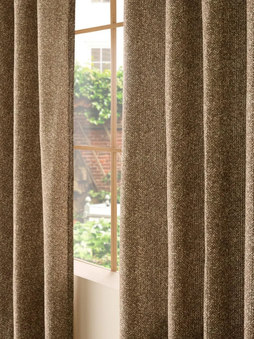 Sale Next Textured Bobble Eyelet Lined Curtains Dark Natural