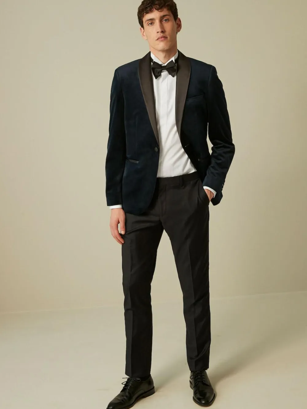 Outlet Next Slim Fit Velvet Blazer Dark Navy Blue