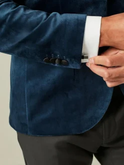 Outlet Next Slim Fit Velvet Blazer Dark Navy Blue