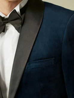 Outlet Next Slim Fit Velvet Blazer Dark Navy Blue