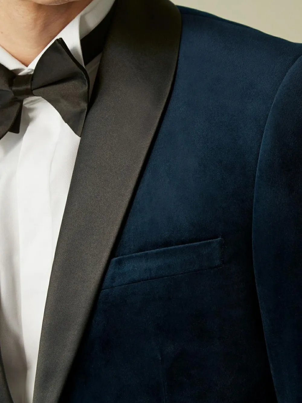 Outlet Next Slim Fit Velvet Blazer Dark Navy Blue