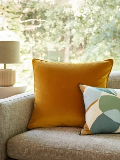 Next Dark Ochre Yellow 59 x 59cm Matte Velvet Cushion^ Cushions & Throws