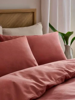 Next Dark Pink Supersoft 100% Brushed Cotton Duvet Cover Plain and Pillowcase Set^ Bedsets & Duvet Covers