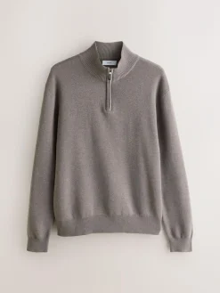 Outlet Next N.Premium 100% Cotton Regular Fit Premium Quarter Zip Jumpers 2 Pack Dark Stone/Sage Green