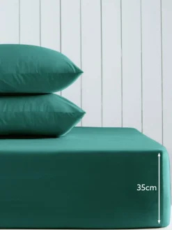 Next Dark Teal Cotton Rich Deep Fitted Bed Sheet^ Bedsheets & Pillow Cases