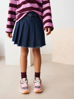 Clearance Next Denim Pleated Skirt (3-16yrs) Dark Wash