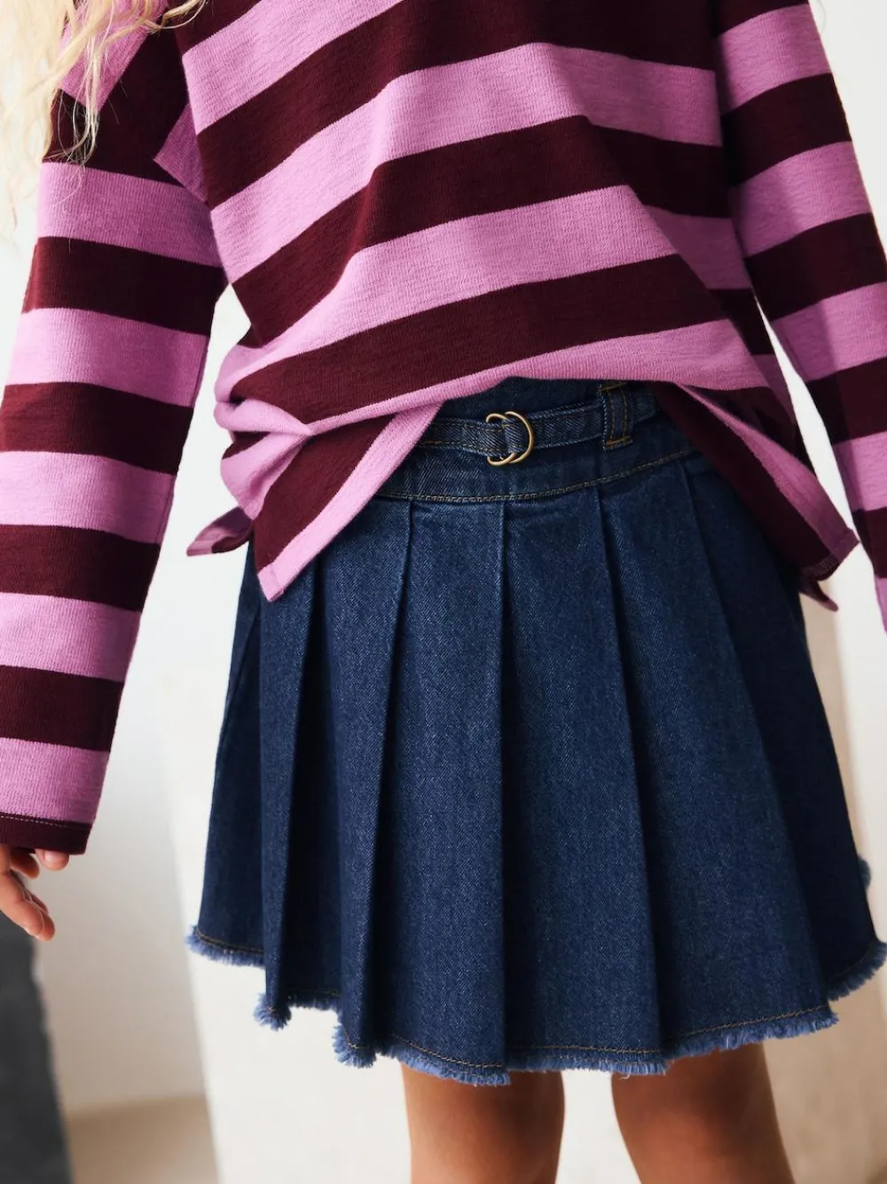 Clearance Next Denim Pleated Skirt (3-16yrs) Dark Wash