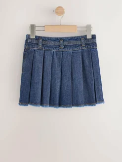 Clearance Next Denim Pleated Skirt (3-16yrs) Dark Wash