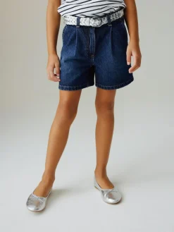 Next Relaxed Denim Pleated Shorts (3-16yrs)^ Shorts & Skirts