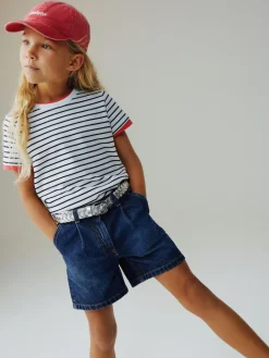 Next Relaxed Denim Pleated Shorts (3-16yrs)^ Shorts & Skirts