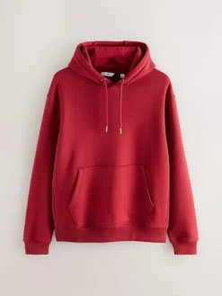 New Next Deep Red Regular Fit Heavyweight Cotton Rich Jersey Hoodie