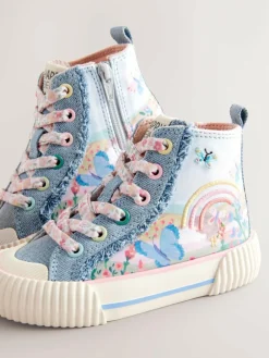 Hot Next Denim Blue Rainbow Standard Fit (F) High Top Trainers