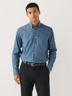 Next Denim Blue Regular Fit Button Down Easy Iron Oxford Shirt^ Shirts|Occasionwear